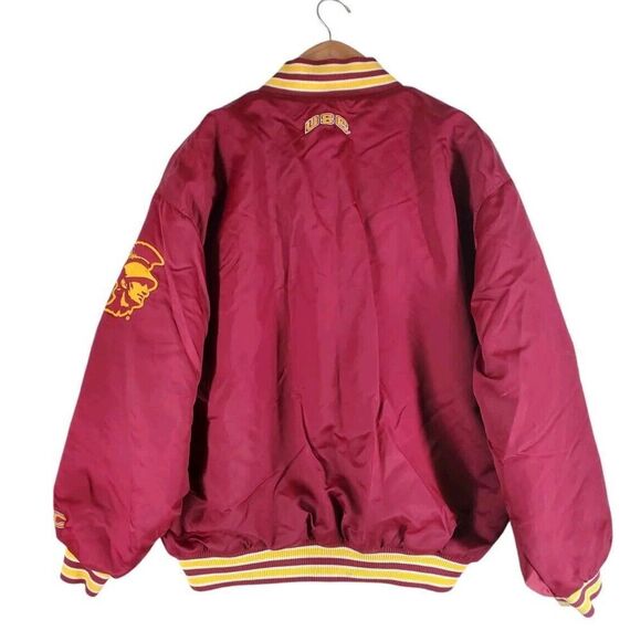 Vtg Colosseum USC Satin Bomber Insulated Varsity Jacket Mens 2XL Red Yellow Logo - Picture 6 of 16